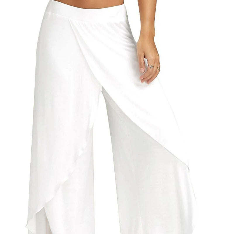 Plus Size Women Wide Leg Yoga Pants Elastic Waist Casual