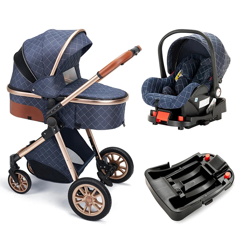 3-in-1 Baby Stroller That Can Sit Or Lie Down With ISOfix Interface Baser Multi-Purpose Luxury Newborn Travel Baby Stroller