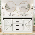 61 Inch Farmhouse Double Bathroom Vanity With Sink Dual Basin Sliding Barn Doors