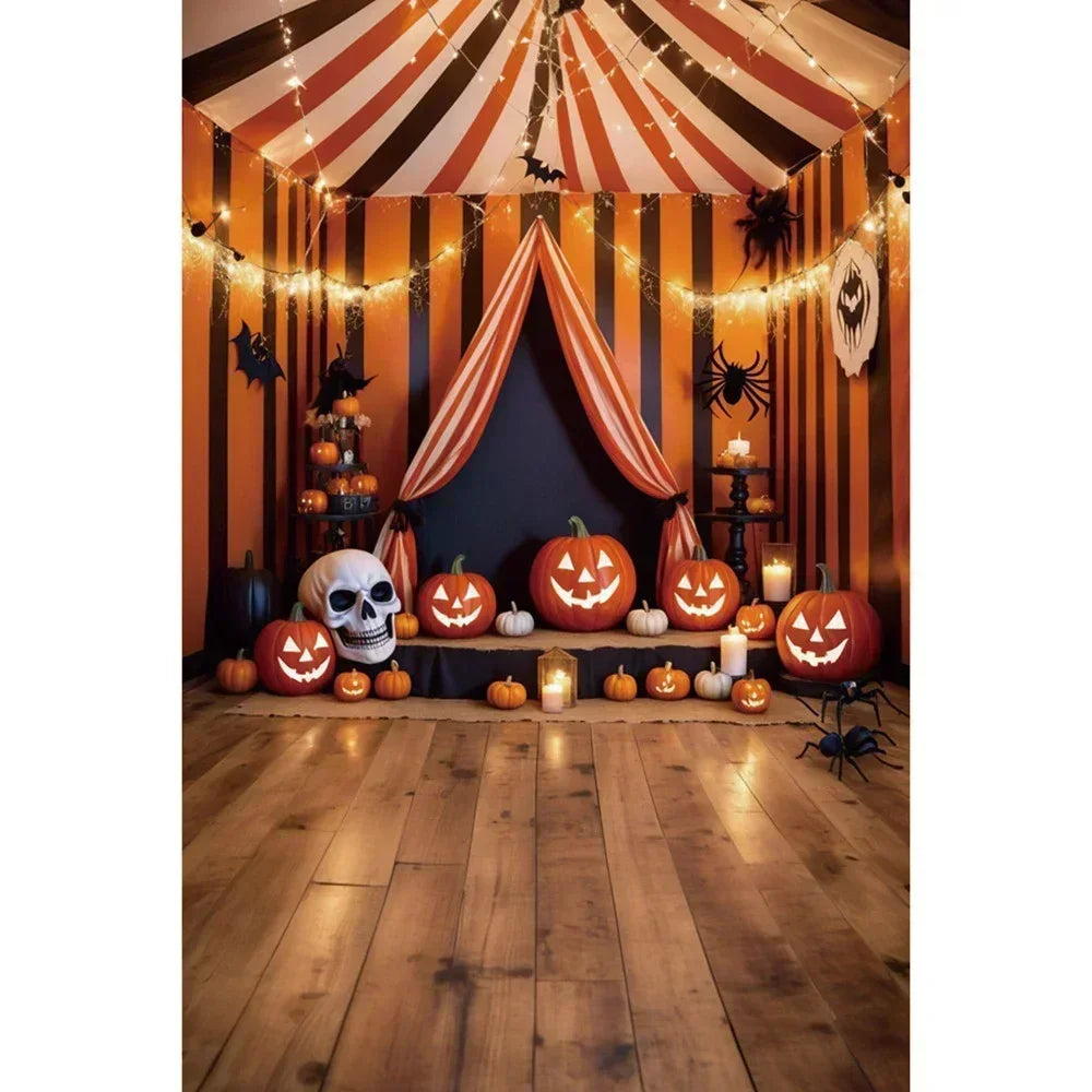 Halloween Party Backdrop Full Moon Horror Night Castle Pumpkin Outdoor House Party Decoration Banner Photography Background