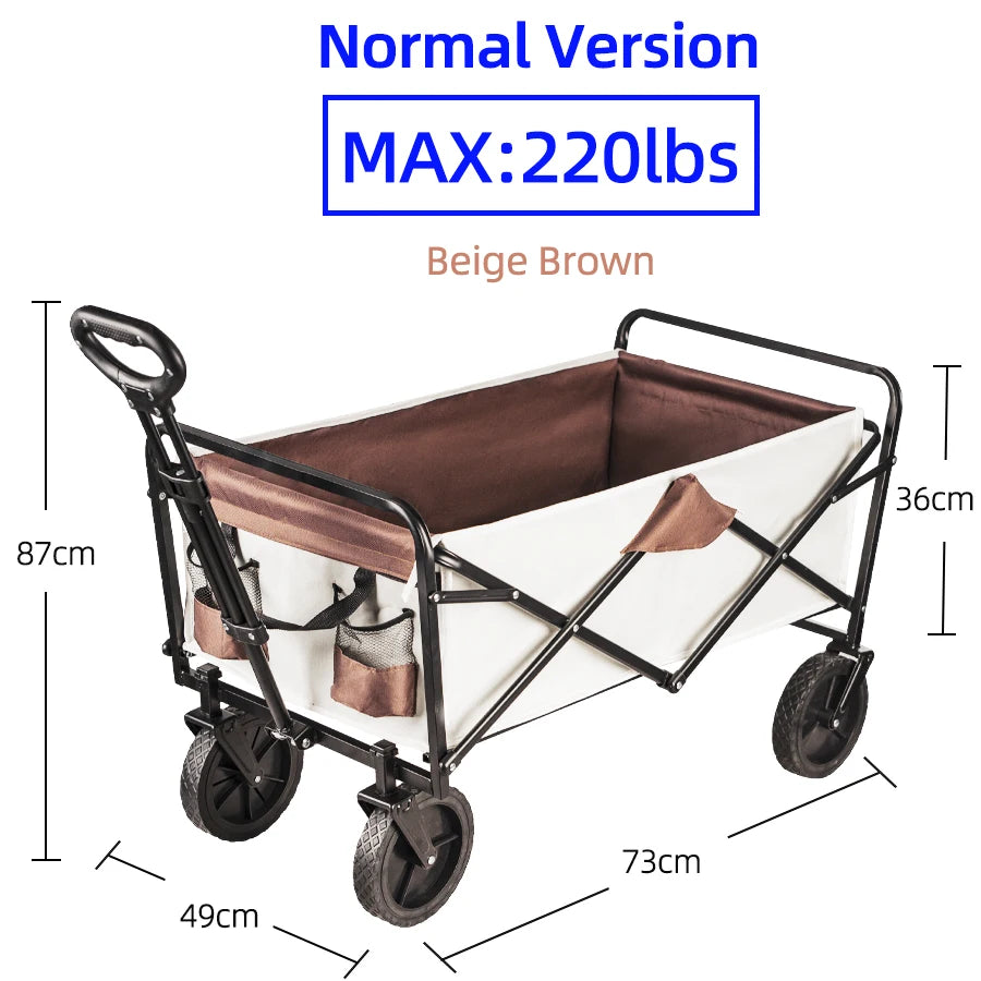 Collapsible Folding Utility Beach Cart Wagon Heavy Duty Large Capacity