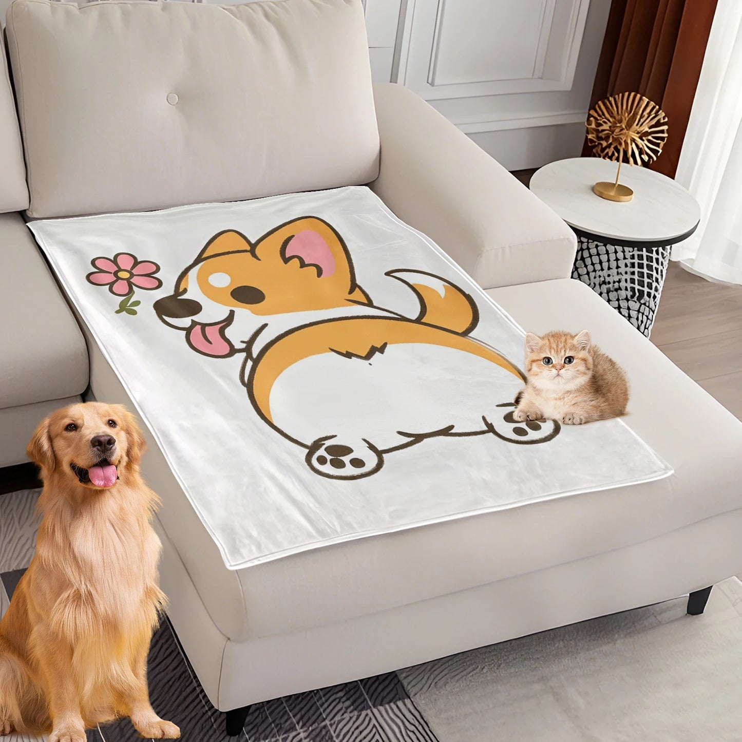 Dog Bed Mat Blanket Soft Fluffy Pet Blanket Dog Pattern