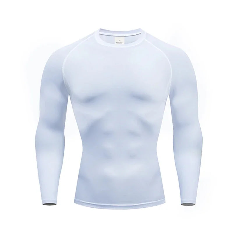 Men 2025 Long Sleeve Turtleneck Compression Rash Guard Base Layer Shirt