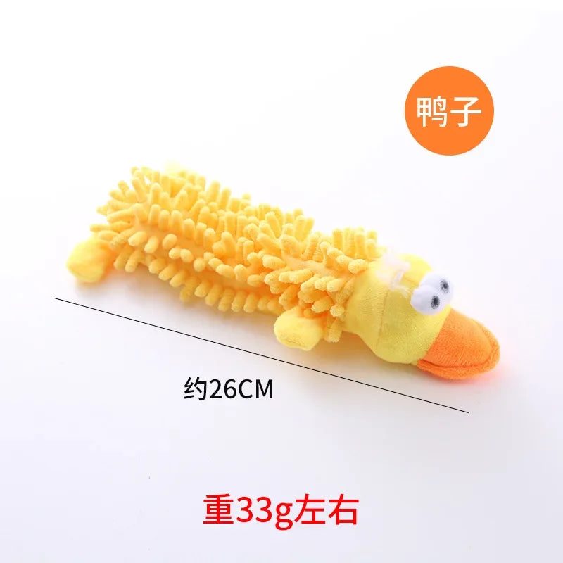 Pet Dog Toy Sound Plush Mop Fur Shell Frog Hippo Teeth Grinding Supplies