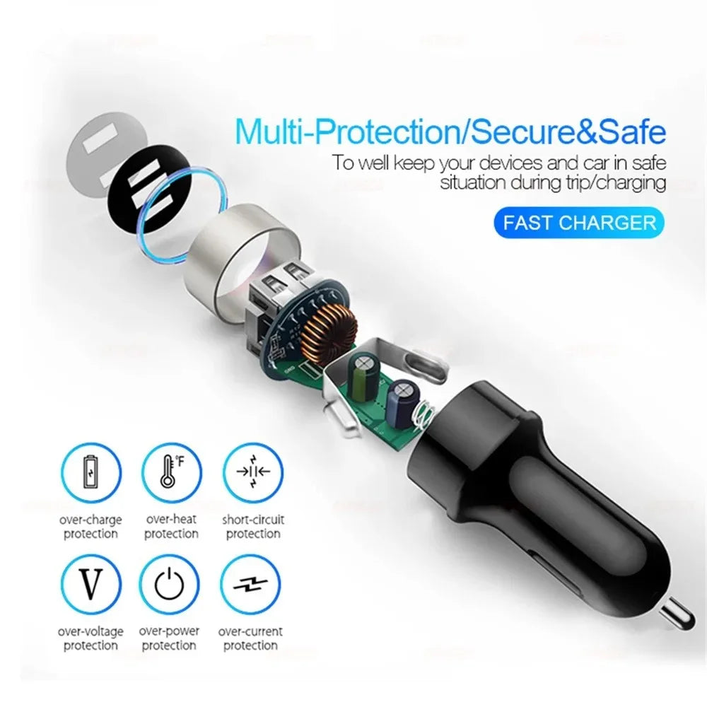 High-Quality 3.1A Dual USB Car Charger with LCD Display