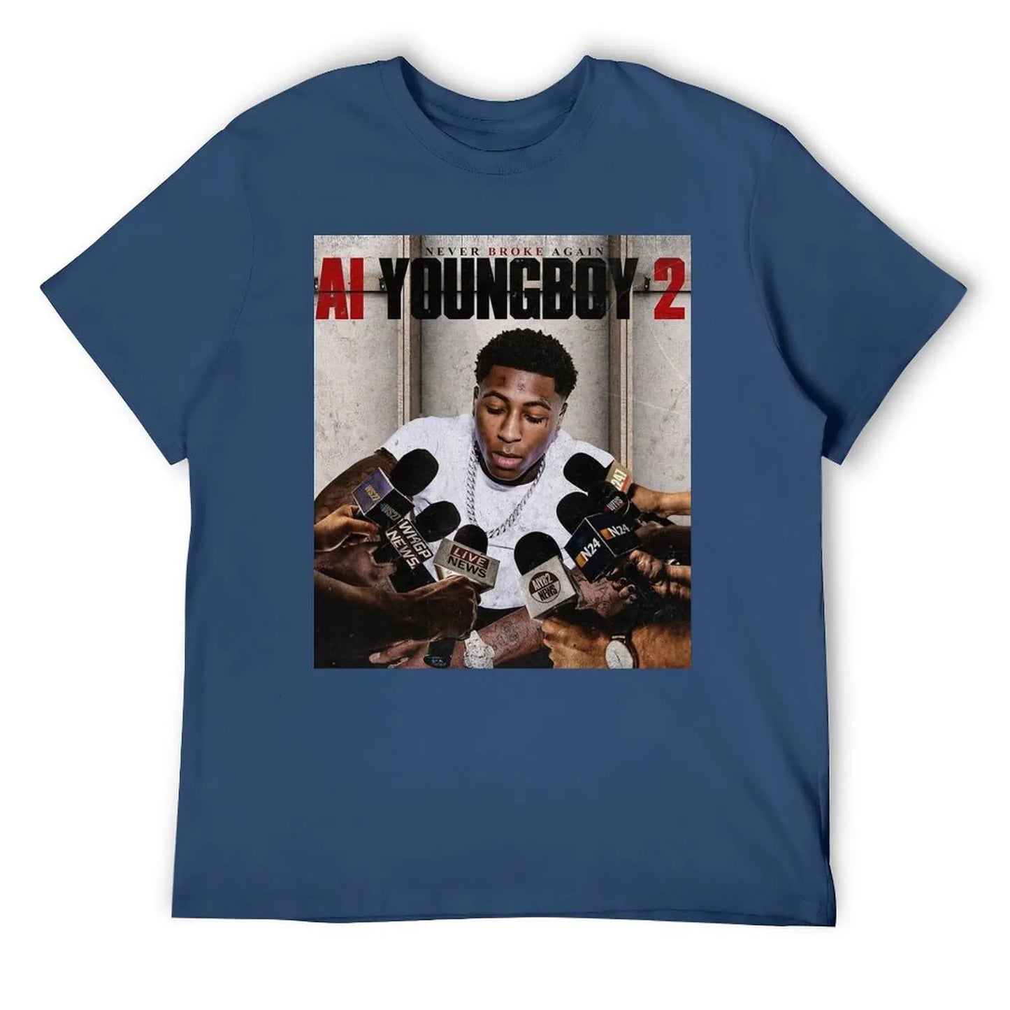 NBA YoungBoy Men T Shirt Cotton Anime Print Tee Casual Wear