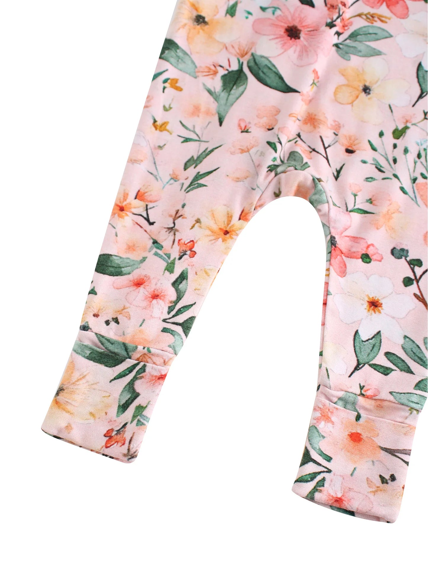 POSHTOT Pink Flowers Pattern Fiber Baby Long Sleeve Romper