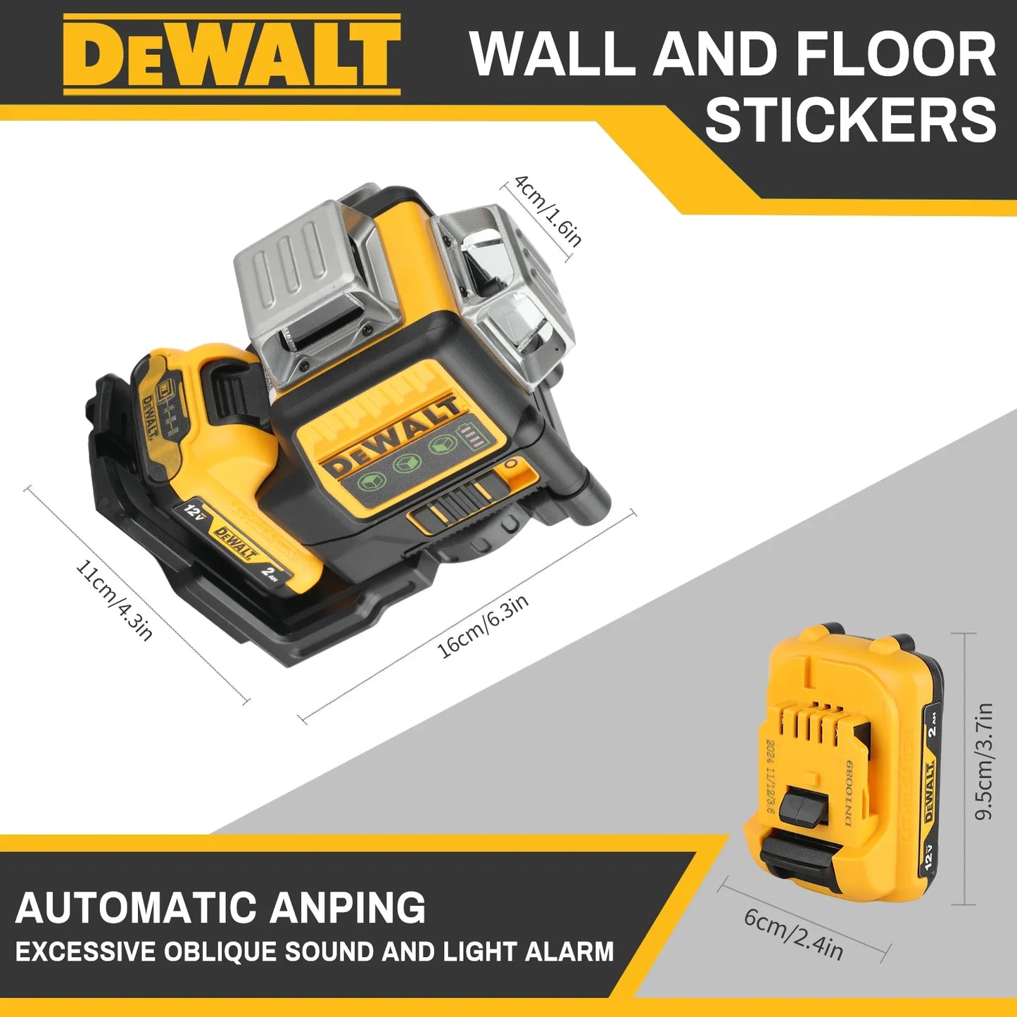 2025 New Dewalt DW089LG 3 Sides 360 Degree Vertical 12V Lithium Battery 12 Lines Laser Level 360 Horizontal Green Meter Outdoor