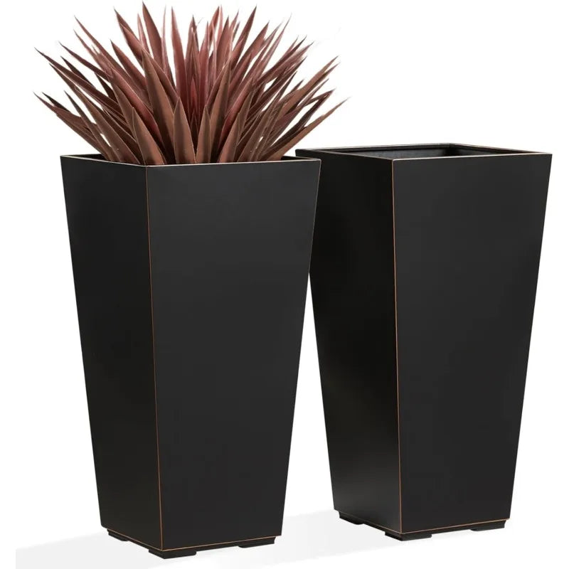 Metallic Taper Planter 26 Inch Tall Tapered Planter Indoor Outdoor