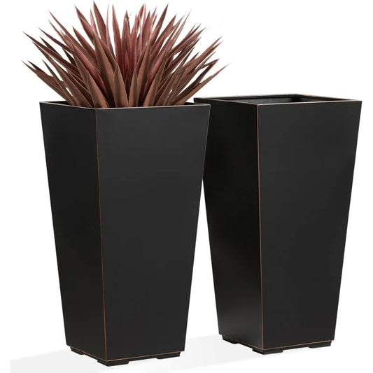 Metallic Taper Planter 26 Inch Tall Tapered Planter Indoor Outdoor