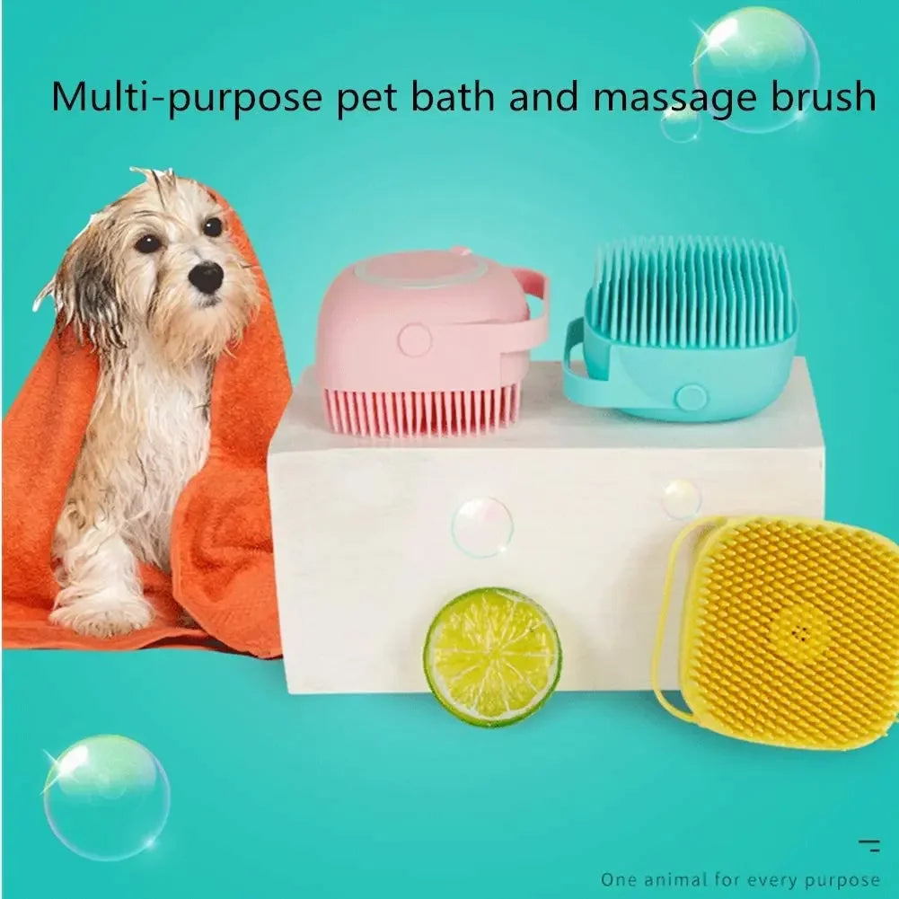Pet Dog Bath Massage Brush Comb Bathroom Shower Grooming Shampoo Dispenser Cleaning Gloves Multibrush for Dogs Cats