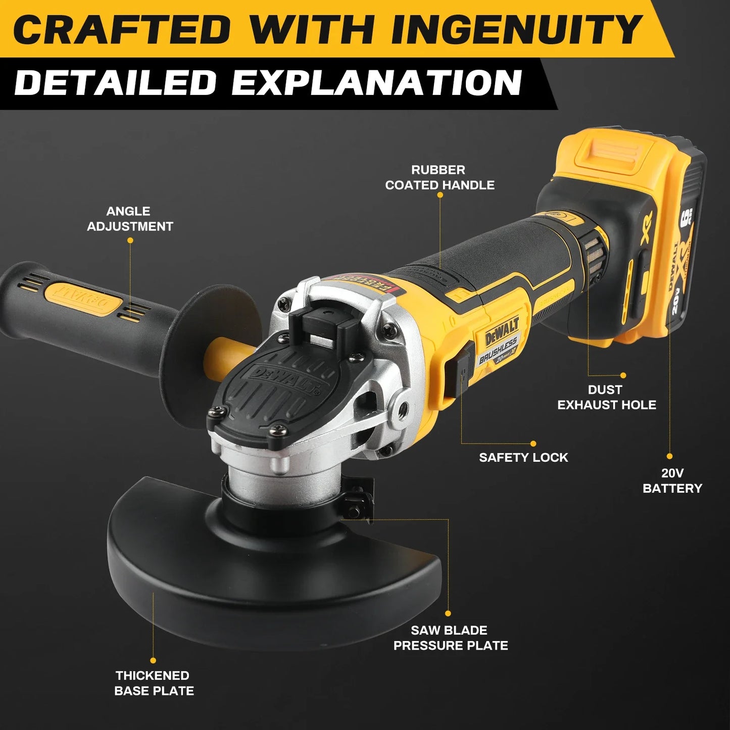 2025 DEWALT DCG405NT 100 125mm 18V Lithium Powered Brushless Flat Head Angle Grinder Bare Tool for Precision Cutting