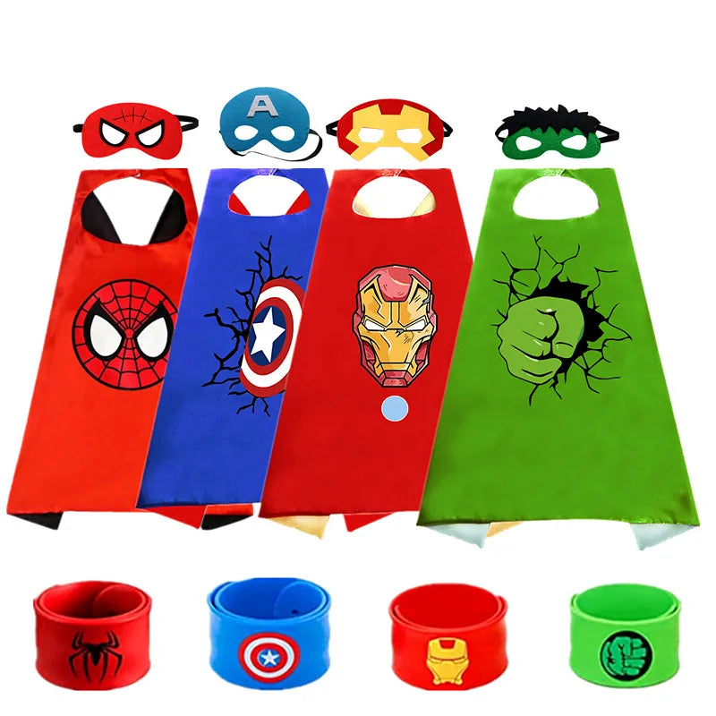 Superhero Cape Captain America Shield Costume Children Halloween Mask Dress Up Gift Costume