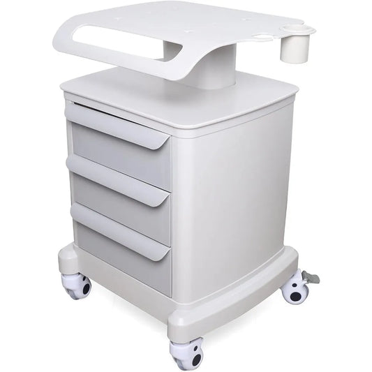 Beauty Salon Rolling Trolley Cart with 3 Drawers, 3-Layer Rolling Trays Cabinet Cart with Wheels,Medical Den-tal Mobile Utility