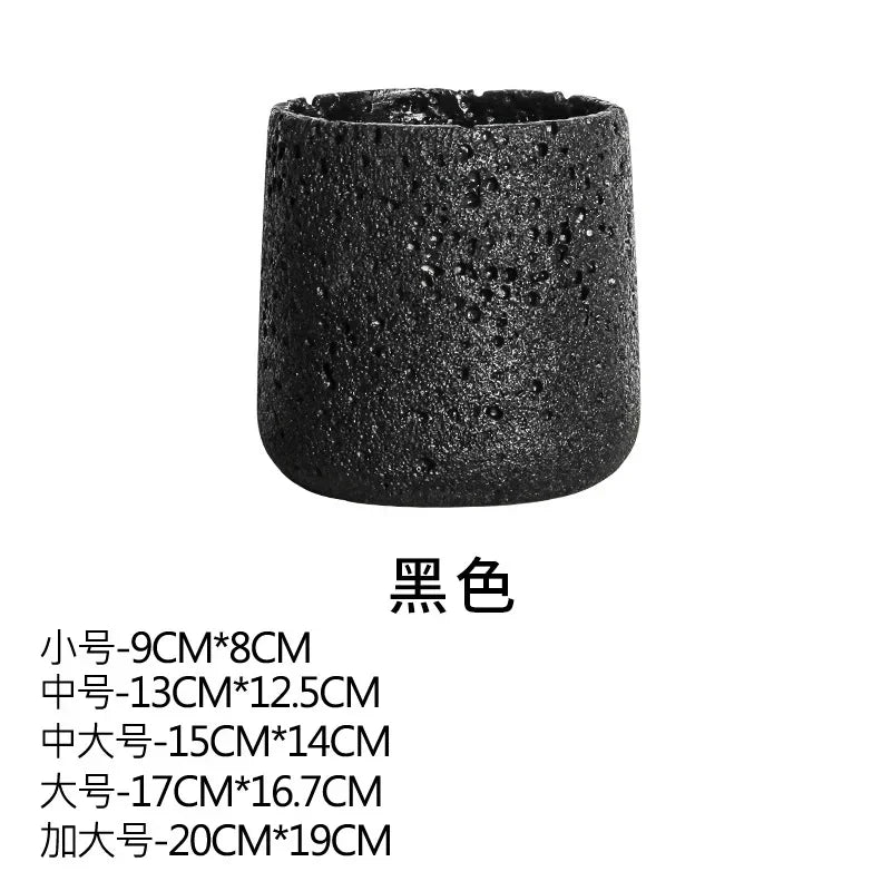 Nordic Cement Flower Pot With Tray Creative Mountain Stone Design
