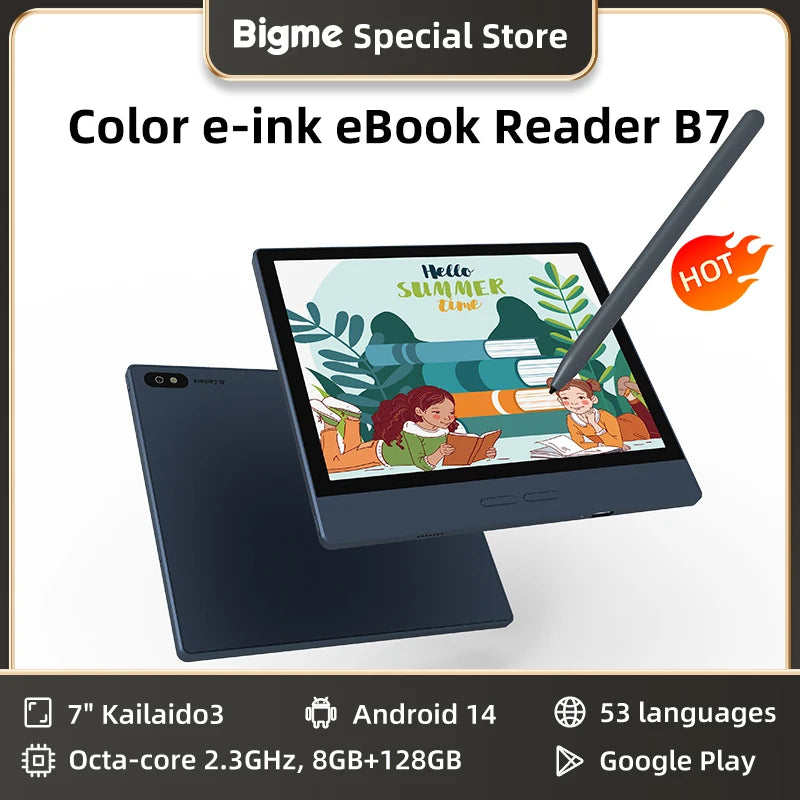 Bigme B7 7 Inch E Ink Ebook Reader 300PPI 8GB RAM 128GB Storage Android 14 4G