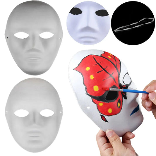 10Pcs Blank Mask Smooth Surface Full Face Mask Paintable Paper Mask DIY Masquerade Mask Cosplay Mask for Men Women