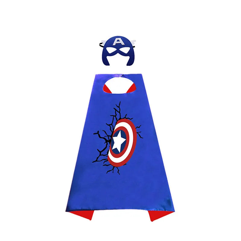 Superhero Cape Captain America Shield Costume Children Halloween Mask Dress Up Gift Costume