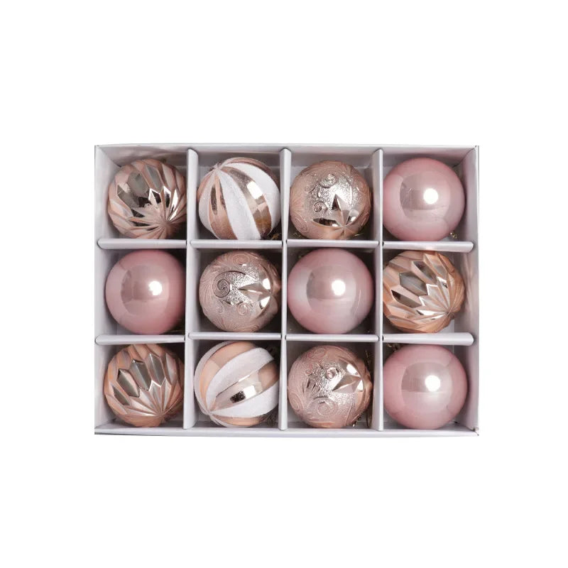 6cm Purple Red Christmas Ball Ornaments 12 Pcs Decorations