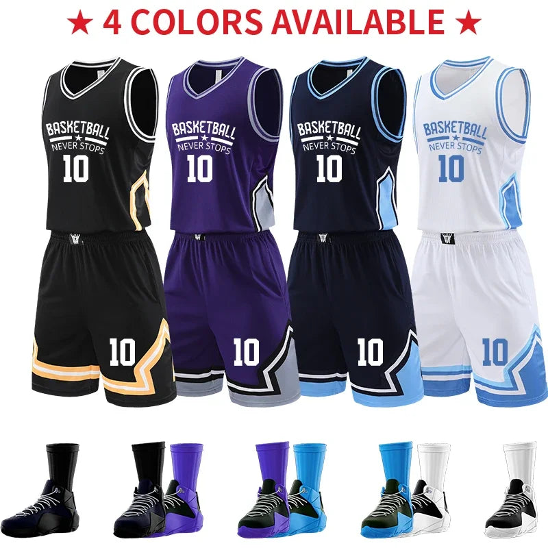 Men's Plus Size Quick Dry Basketball Jersey Set Uniform For Training YW S011