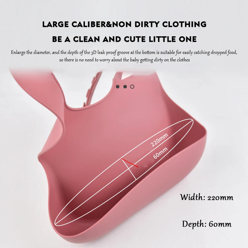 Baby Silicone Bib Waterproof Soft Solid Color Adjustable Bibs