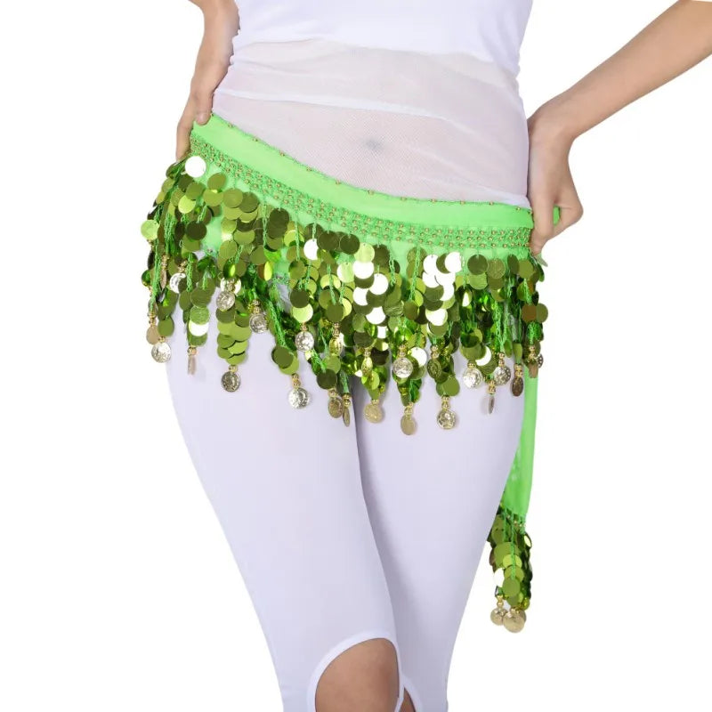 Women Belly Dance Hip Scarf Accessories Belt Skirt With Gold Color Coin Bellydance Coins Waist Chain