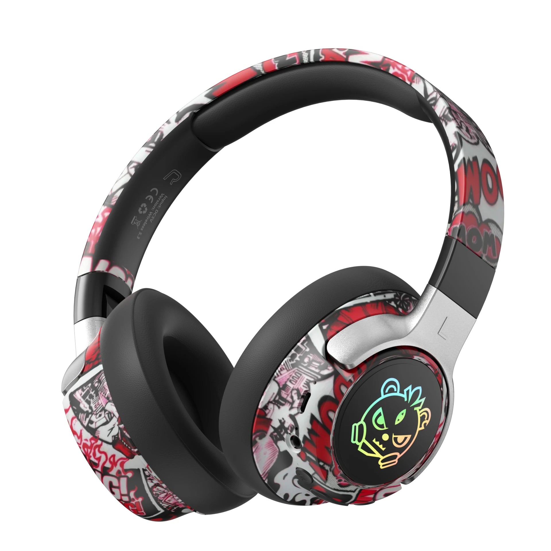 SYT12 Graffiti LED Light Up Wireless Bluetooth Headphones Foldable Gaming