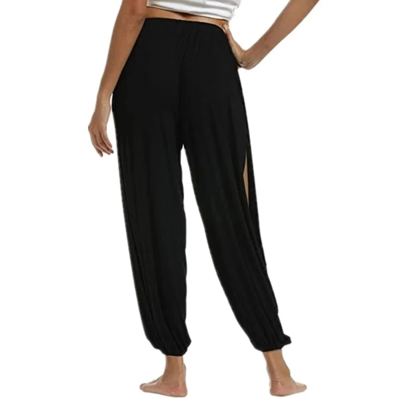 Women High Waisted Yoga Pants Wide Leg Slit Leggings
