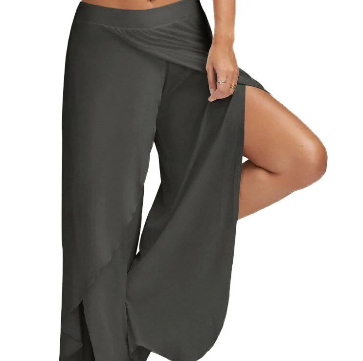 Plus Size Women Wide Leg Yoga Pants Elastic Waist Casual