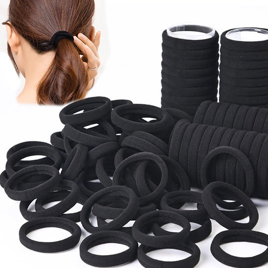 50/100pcs Black Hairband Elastic Hair Ties Ponytail Holder