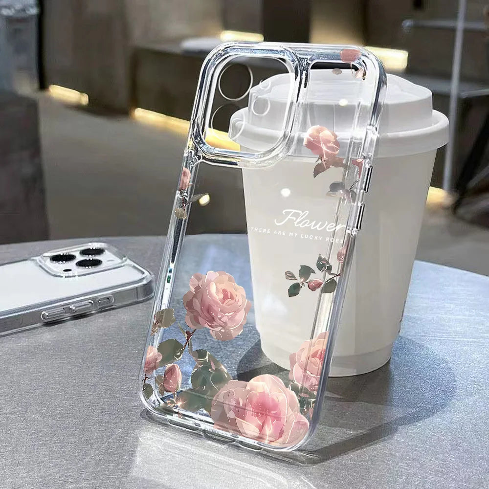 Floral Clear Silicone Phone Case For IPhone 17 Pro Max 16 15 14 13 12 11 SE