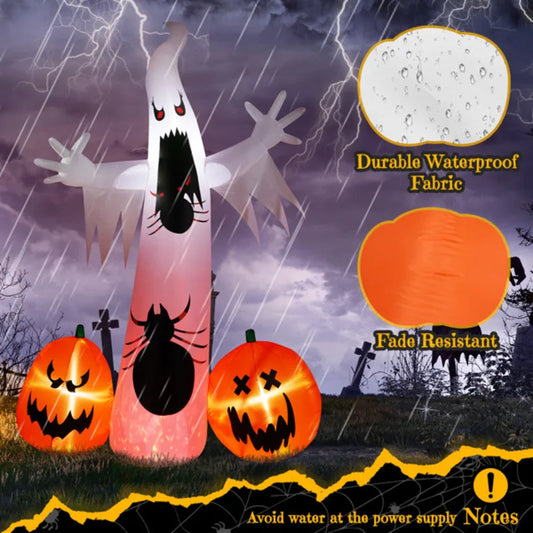 11.8Ft Pumpkin Spider Ghost Halloween Decoration With LEDs