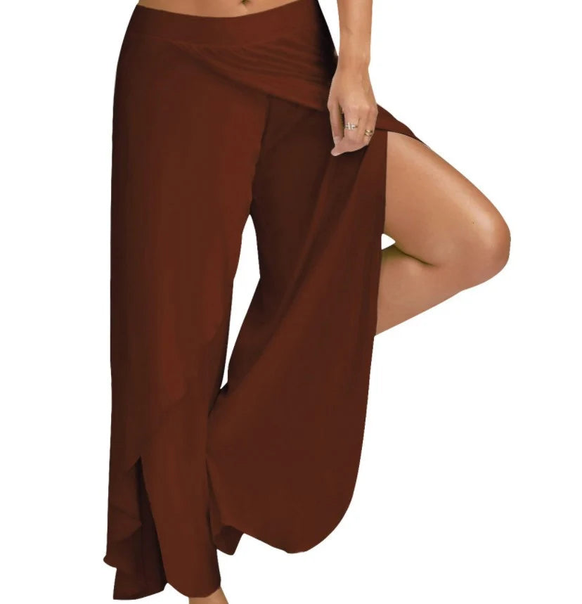Plus Size Women Wide Leg Yoga Pants Elastic Waist Casual