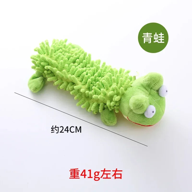 Pet Dog Toy Sound Plush Mop Fur Shell Frog Hippo Teeth Grinding Supplies