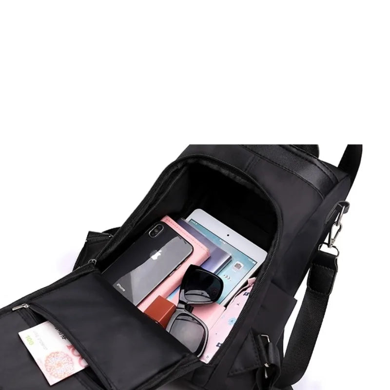 Anti Theft Womens Backpack 2024 Korean Style Nylon Canvas Oxford Bag
