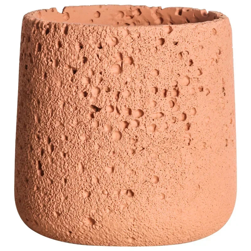 Nordic Cement Flower Pot With Tray Creative Mountain Stone Design