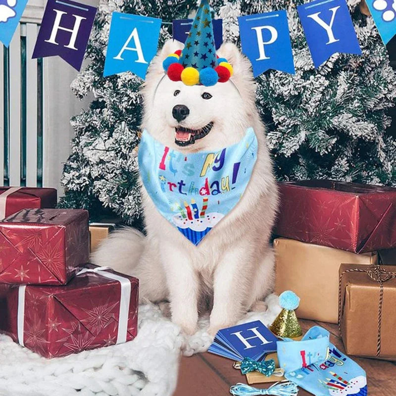 Pets Happy Birthday Decoration Dog Costume Hats Bowknot