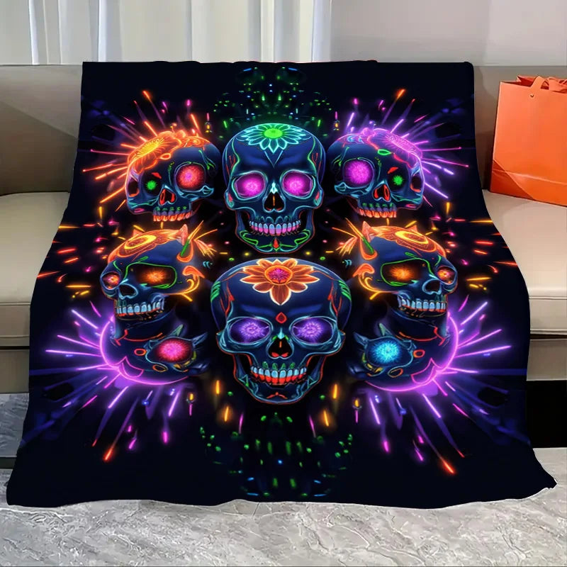 Halloween Pumpkin Cats And Bat Cozy Flannel Baby Blanket