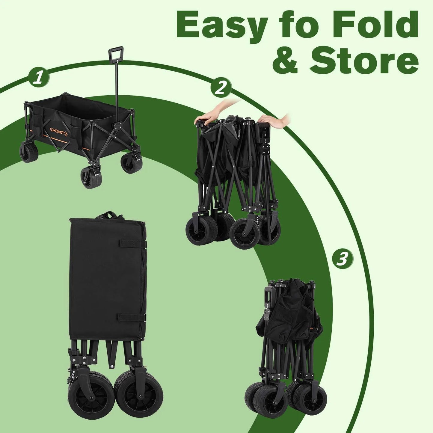 Collapsible Folding Wagon Cart Portable Large Capacity Camping Wagon All Terrain Foldable Wagon Heavy Duty Utility Wagon Cart
