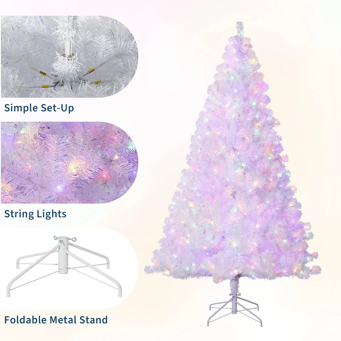 Rose Gold Prelit Christmas Tree 4.5 to 9 Ft Warm White LEDs