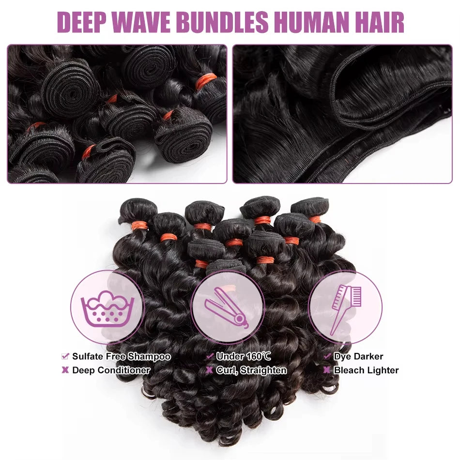 30 32 Inch Loose Wave Brazilian Human Hair Weave Bundles One Third Pcs Top Quality Unprocessed Extensions Wholesale