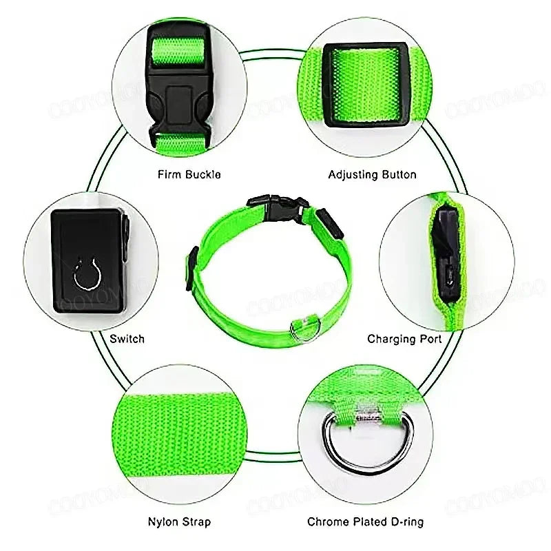 3 Modes Dog Luminous Charge Collar Led Usb Cat Dogs Collars