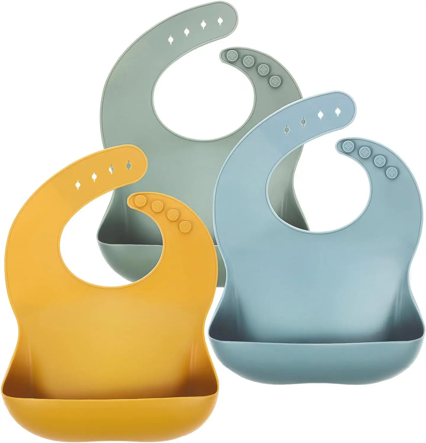 Baby Silicone Bib Waterproof Soft Solid Color Adjustable Bibs