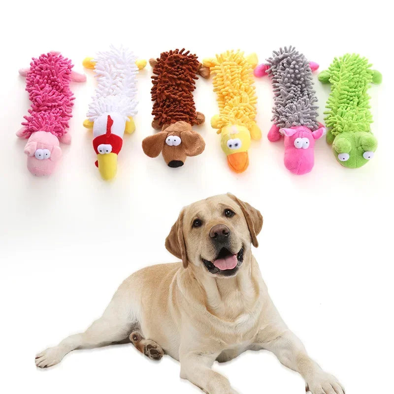 Pet Dog Toy Sound Plush Mop Fur Shell Frog Hippo Teeth Grinding Supplies
