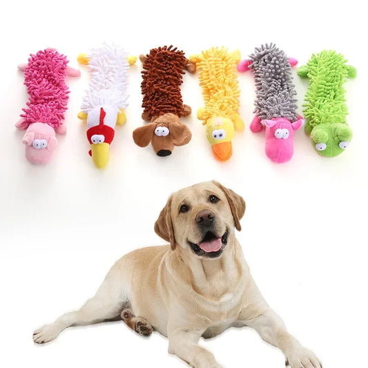 Pet Dog Toy Sound Plush Mop Fur Shell Frog Hippo Teeth Grinding Supplies