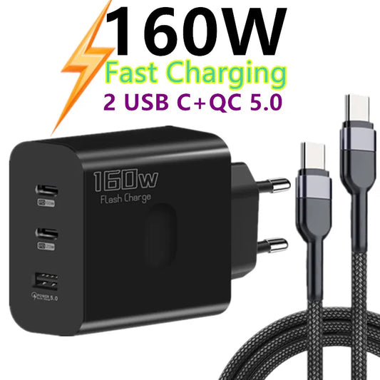 160W USB Phone Charger Type C Fast Charging Adapter