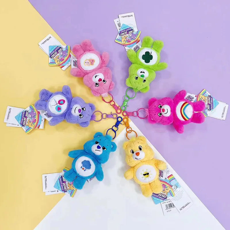 Care Bears Plush Rainbow Bear Kawaii Keychain Bag With Sound Toy Gift