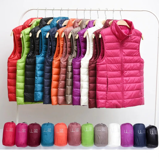 New 2024 Ultra Light Down Vest for Women Slim Sleeveless
