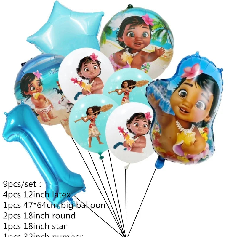 Disney Moana Theme Party Set Vaiana Oceania Birthday Decoration Plates Balloons Cake Toppers Girls Favor