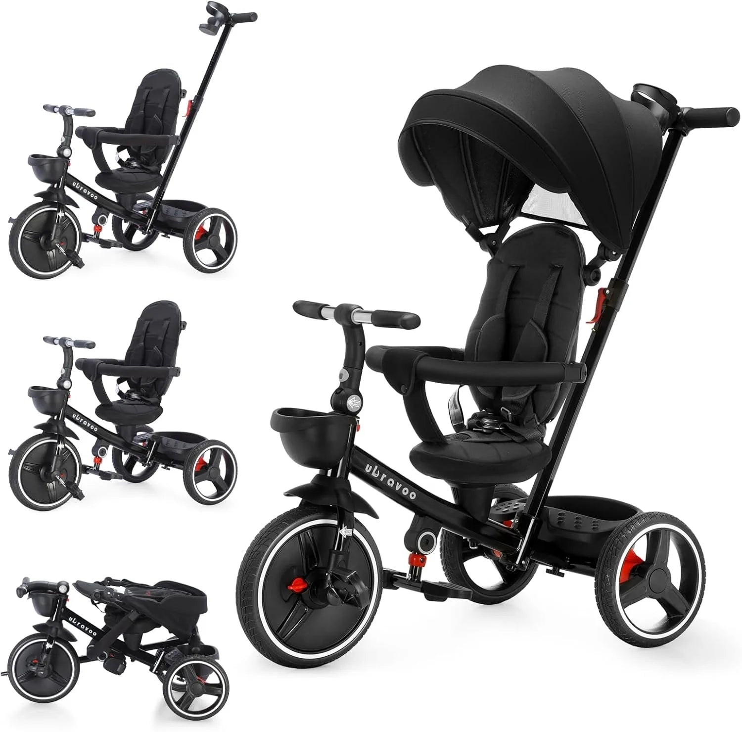Ubravoo 5 In 1 Baby Stroller Tricycle Ride Bike With Adjustable Canopy